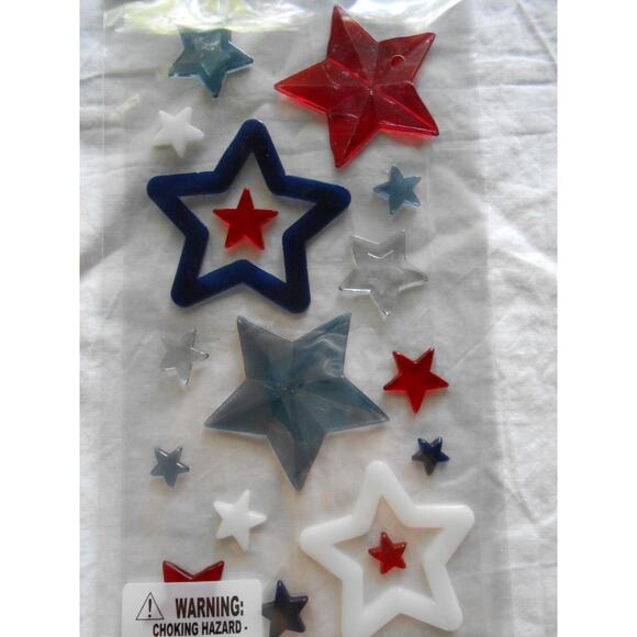 NEW Red White & Blue Stars 4th of July Patriotic Gel Window Sticker Clings 17 ct - Picture 2 of 2